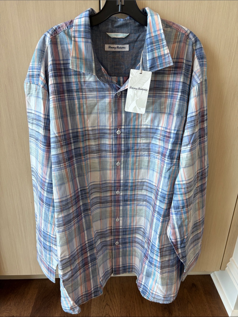 Tommy Bahama Men's Blue Plaid Button Up Shirt
